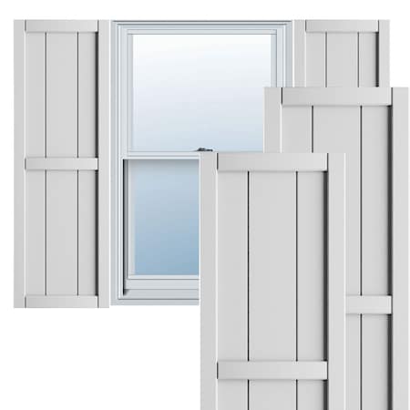 True Fit PVC, Two Board Framed Board-n-Batten Shutters, Unfinished, 10 3/4W X 65H